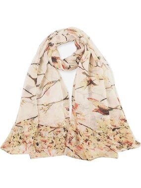 Women's Cream-Multi Cover Hijab Cotton Voile Wrap for Spring Fall Scarf Shawl